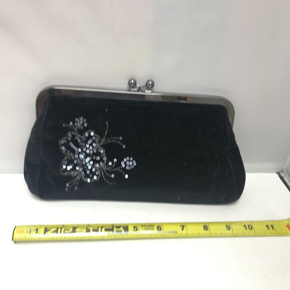 Express Black Sequin Kisslock Clutch Handbag Purse - Picture 4 of 4